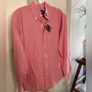 Bills Khakis 100% Cotton Resort Oxford Red Tattersall Sport Shirt NWT